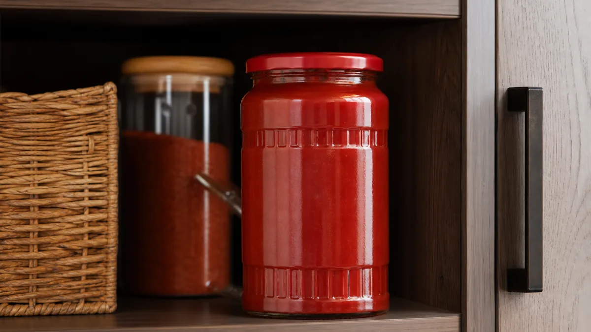 رب گوجه فرنگی شیشه ای مهرام با طراحی شفاف و ماندگار